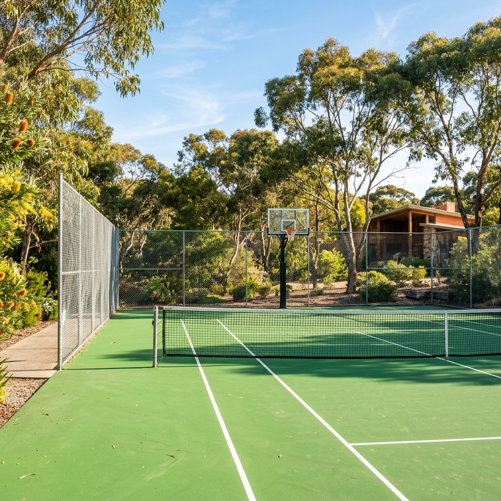 Full-size tennis court facility